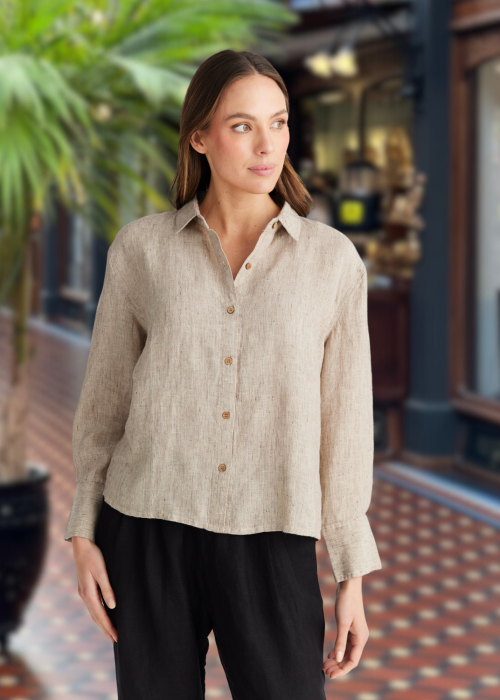 The Shanty Corporation | Downton Shirt | Naturado Check | 100% Yarn-dyed Linen